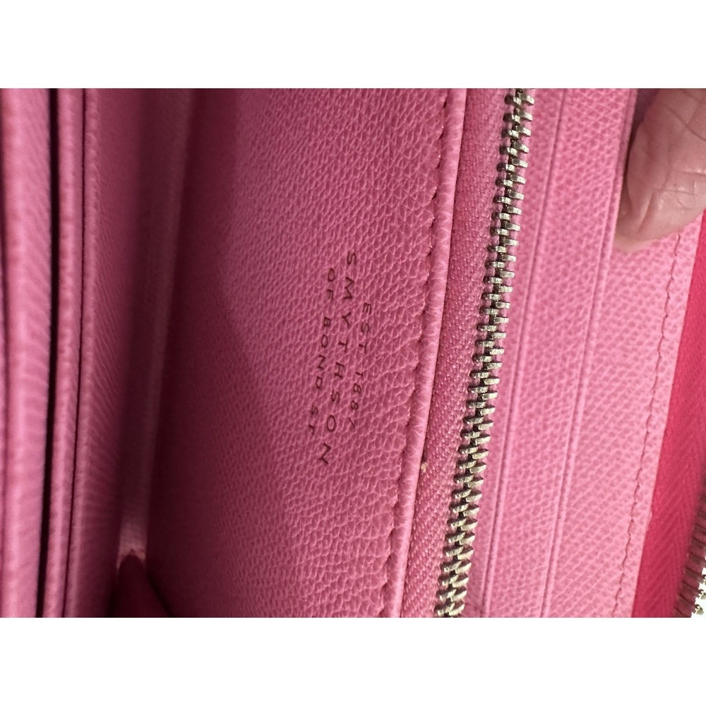 Smythson Pink Zip-Around Women's Wallet with Credit Card Slots, Folding